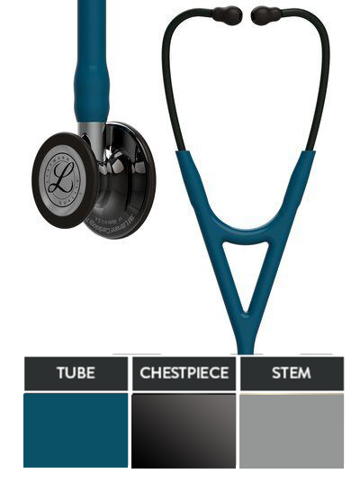 Littmann Stethoscope Cardiology IV: High Polish Smoke-Finish Chestpiece, Caribbean Blue Tube,  Mirror Stem and Smoke Headset, 27 inch, 6234